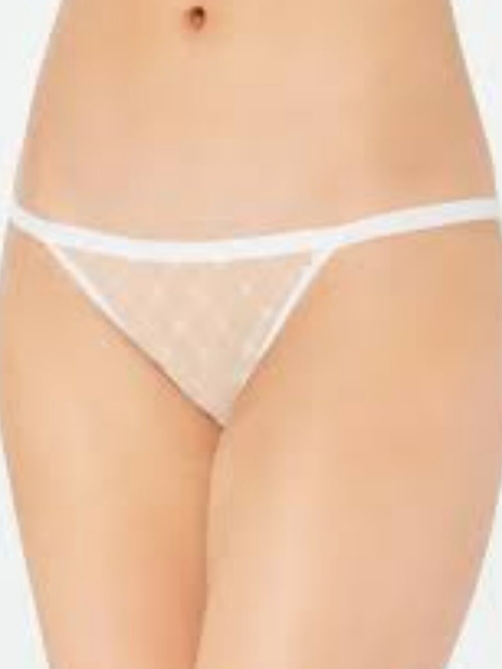 DKNY White Sheer Logo String Side Bikini Panty S